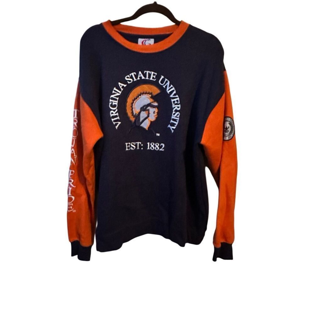 VTG Virginia State University Sweatshirt XL CG Wear VSU Trojans HBCU Orange Blue
